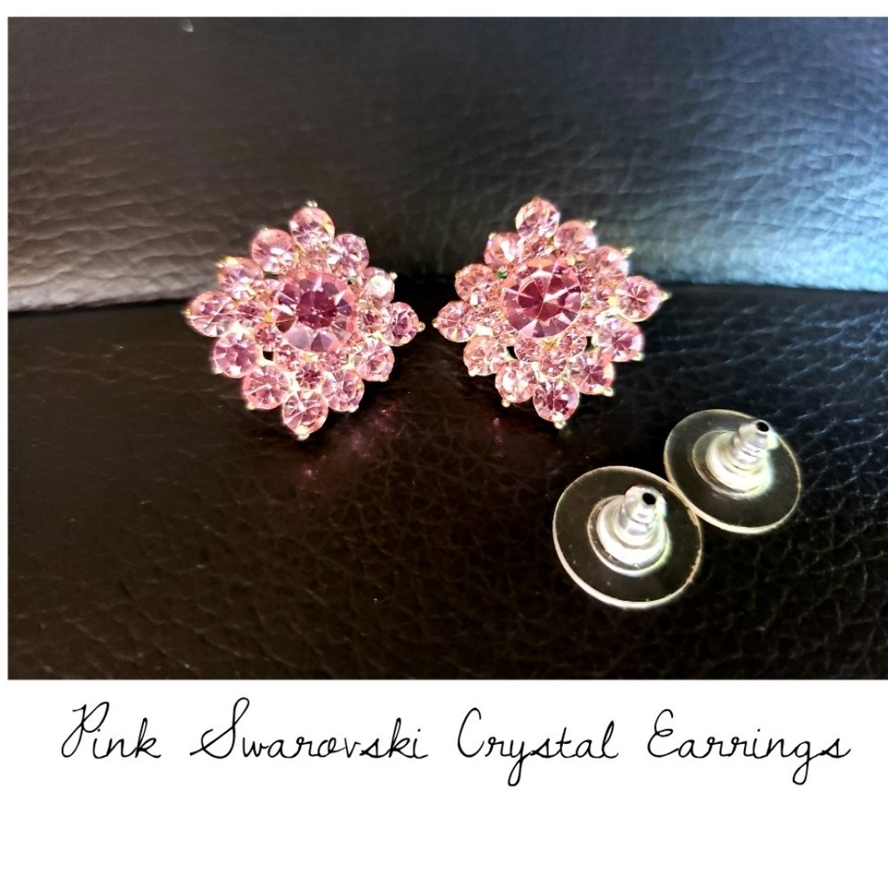 Pink Swarovski Crystal Stone Earrings